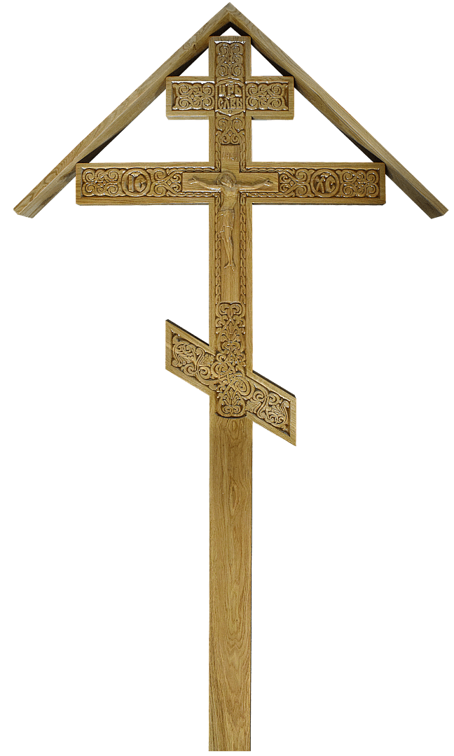 Крест резной дубовый (с крышей)